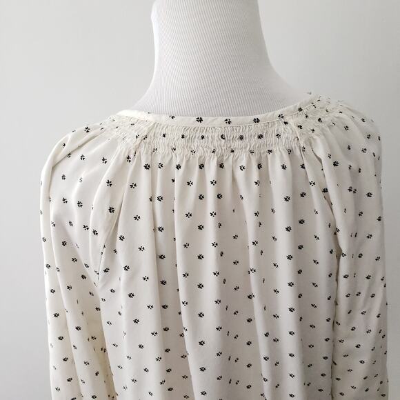 The Nines by Hatch Peasant Blouse Maternity Button Front Cream Printed Small - Picture 6 of 13